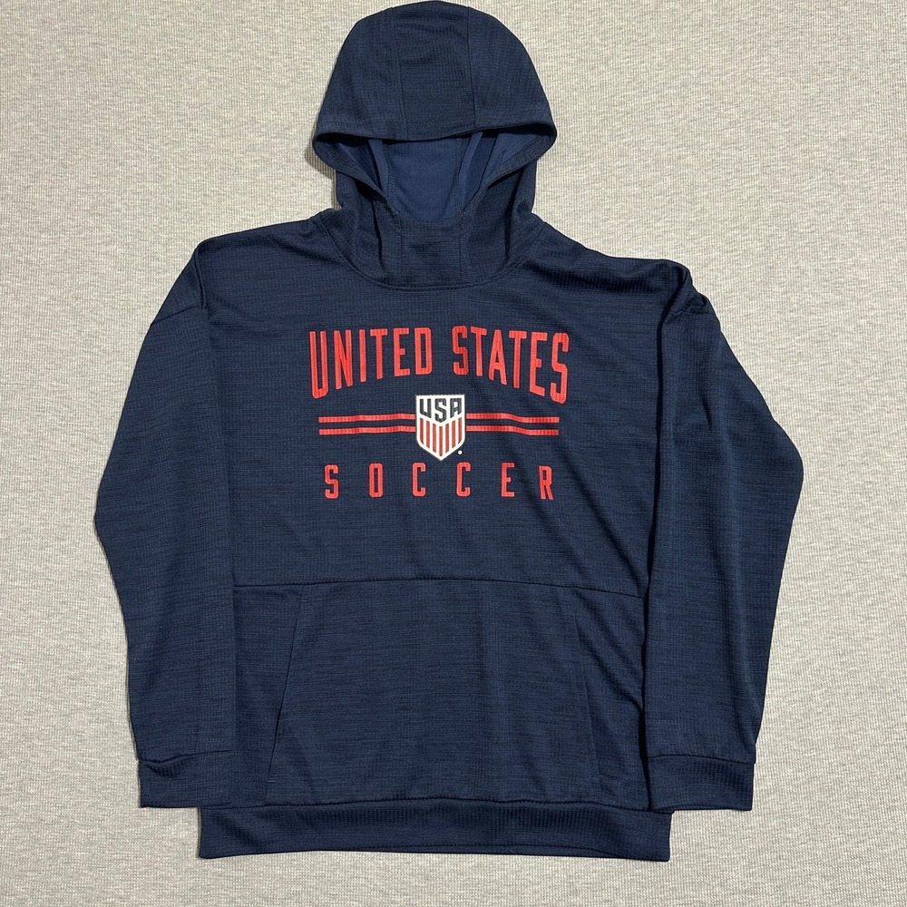 US Soccer Waffle Knit Pullover Hoodie United States Soccer Navy Blue Mens Medium